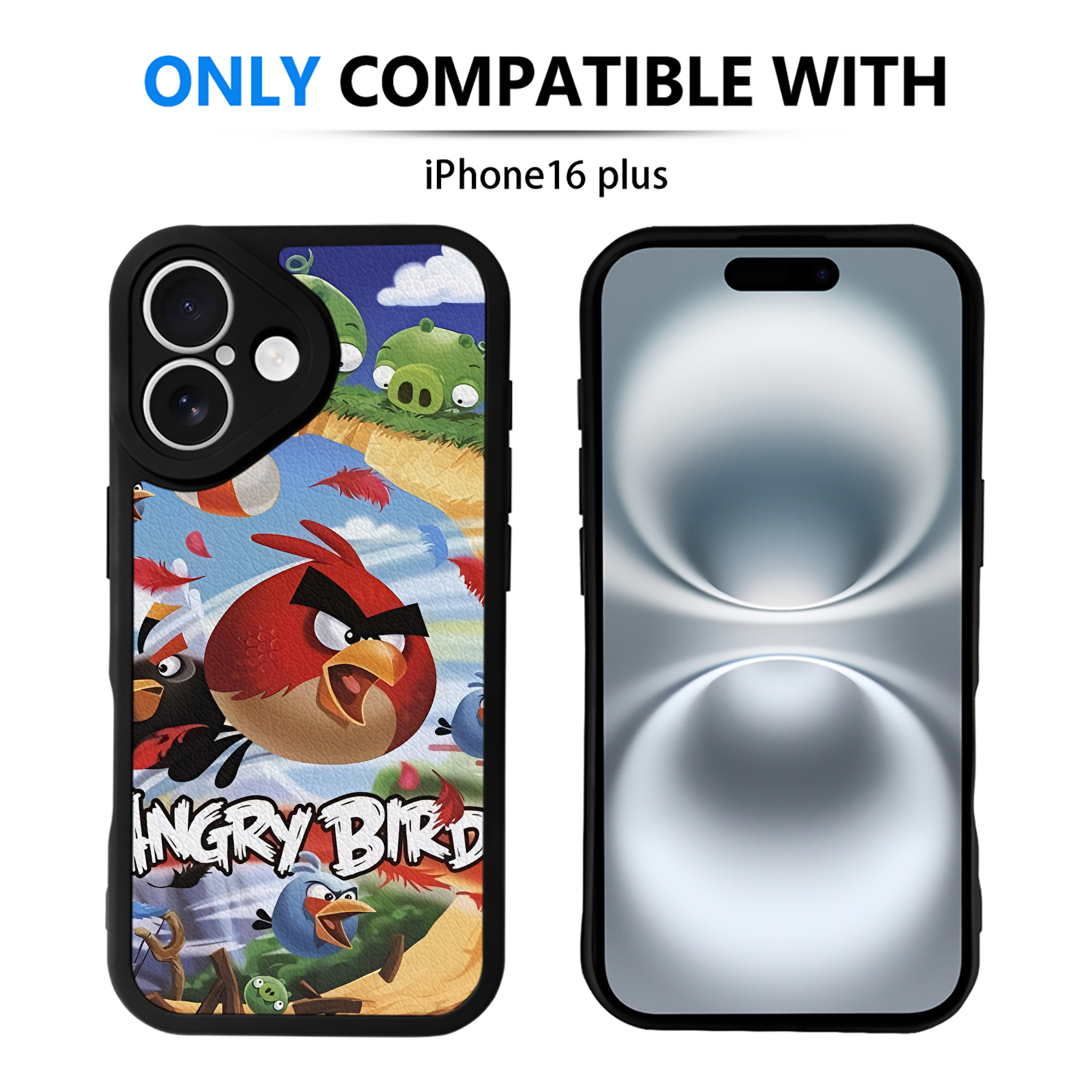（画像用） Angry Birds アングリーバード 【iPhone 16シリーズ対応】シリコンスマホケース（レザー調） 材質：シリコン